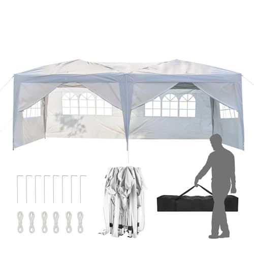 10x20ft Pop Up Canopy Tent with 6 SideWalls (Black) G9726