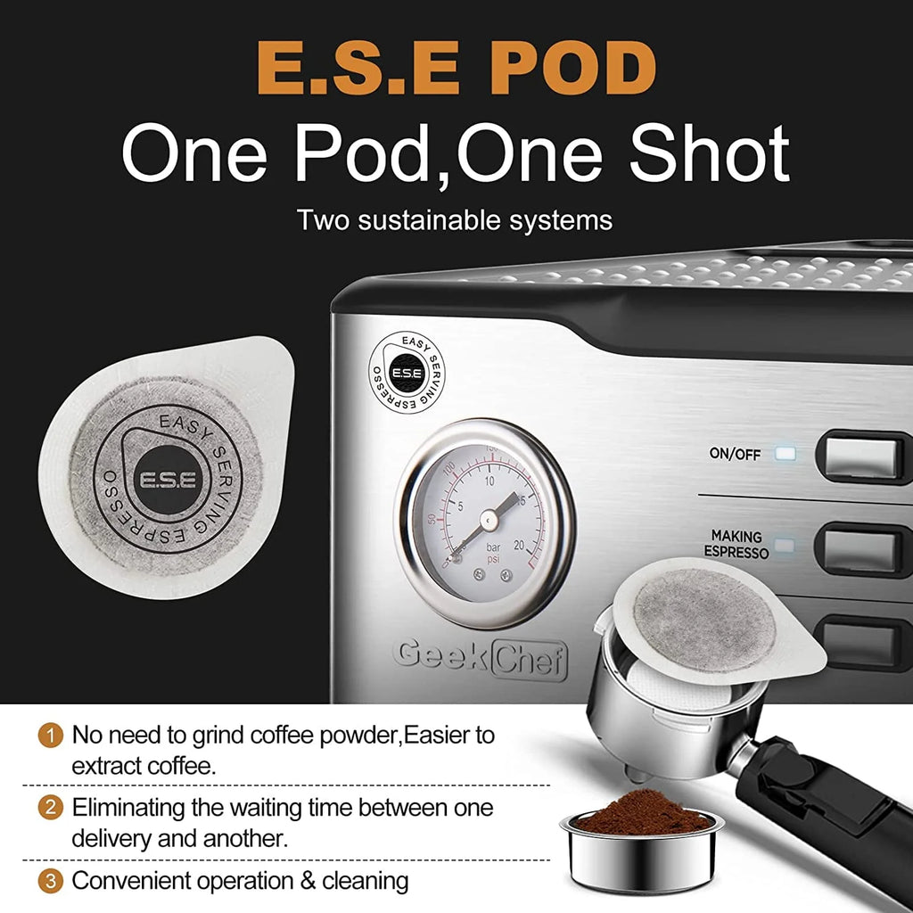 20 Bar Espresso Machine with Milk Frother Steam Wand N857