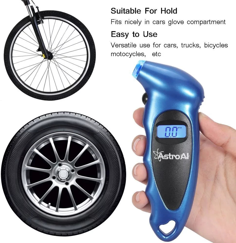 Tire Pressure Gauge, Digital Tester, Blue, 0-150 PSI B127