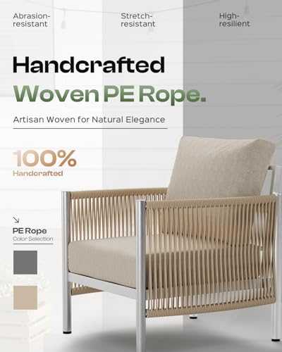 Aluminum HDPE Rope 5 Piece Patio Furniture Set with Coffee Table F26819