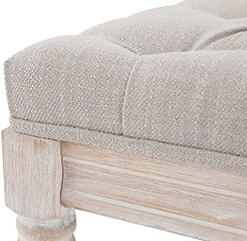 Gray Tufted Wood Entryway Bench I957093