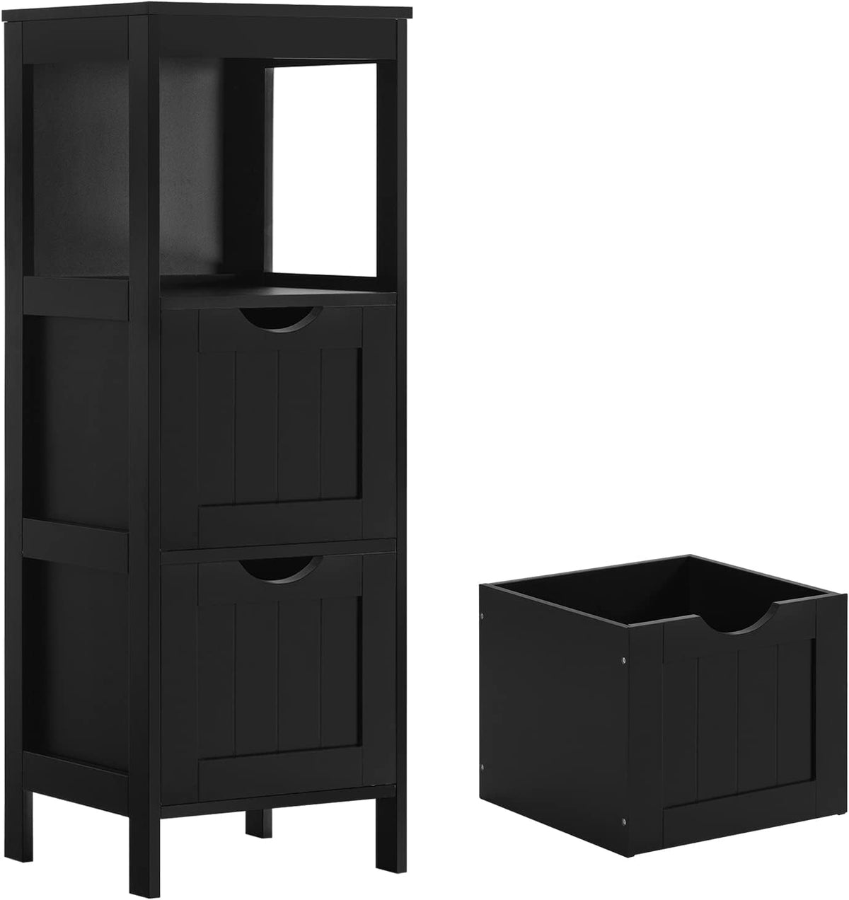 Narrow Bathroom Storage Cabinet with 3 Removable Drawers, 11.8 L x 11.8 W x 35 H, Black H25346