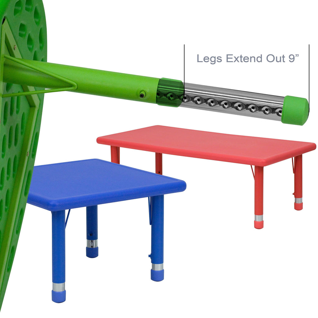 Green Plastic Height Adjustable Activity Table Set with 4 Chairs X92962