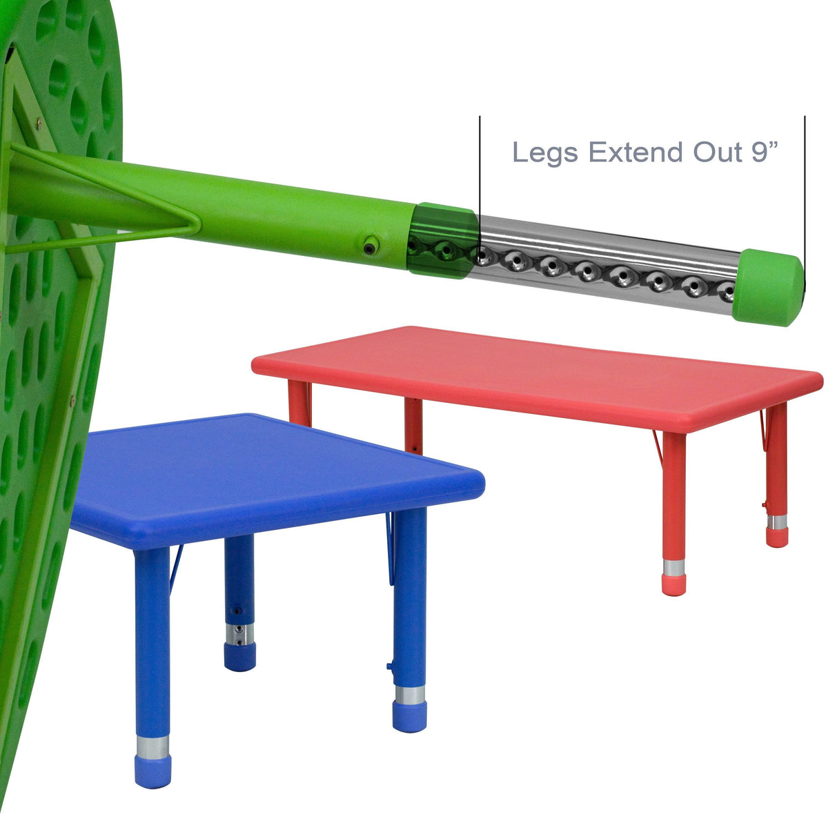 Green Plastic Height Adjustable Activity Table Set with 4 Chairs X92962