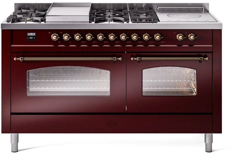 60 Dual Fuel Natural Gas Range Burgundy Bronze Trim G969044