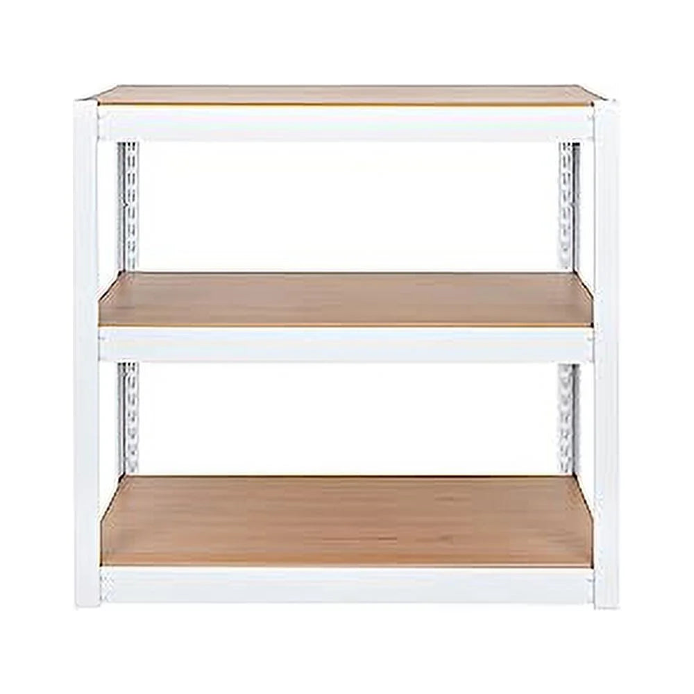 2 Shelf Adjustable Metal Shelving and Storage Bookcase White Y18562