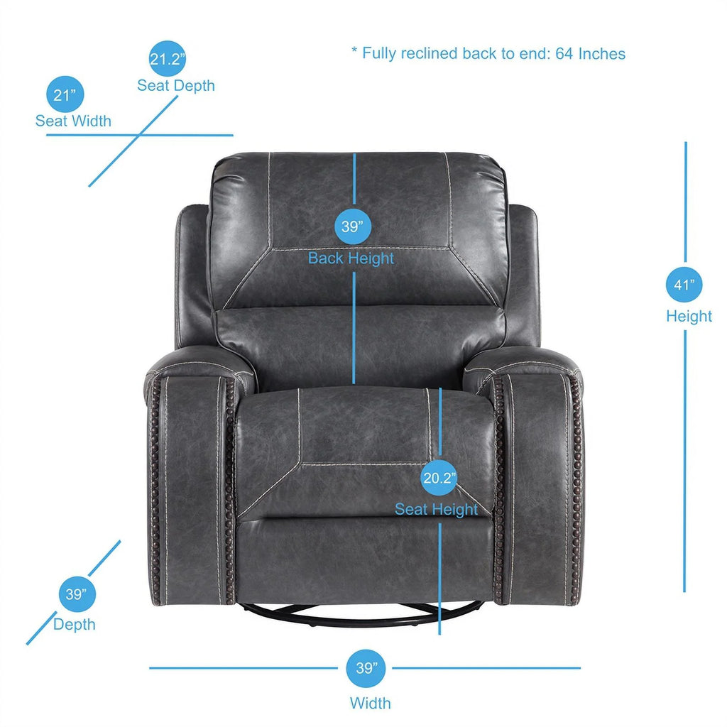 Gray Faux Leather Manual Reclining 3-Piece Motion Set D339