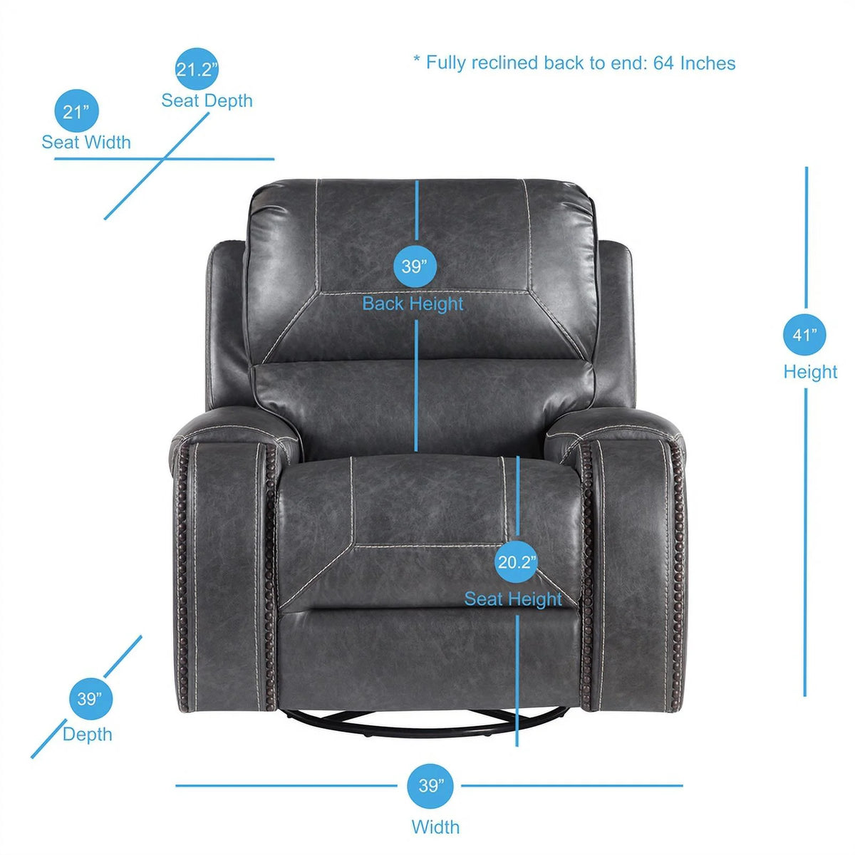 Gray Faux Leather Manual Reclining 3-Piece Motion Set D339