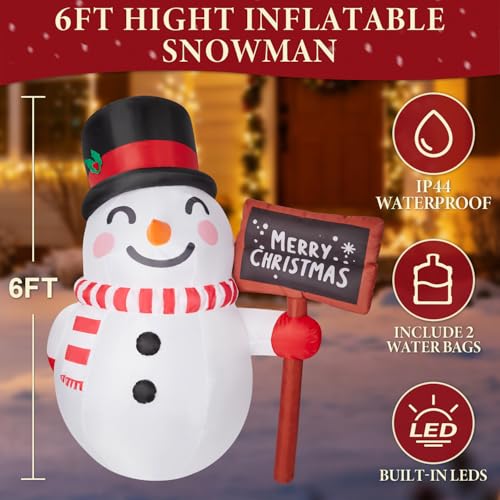 6 FT Inflatable Snowman with LED Lights R93916