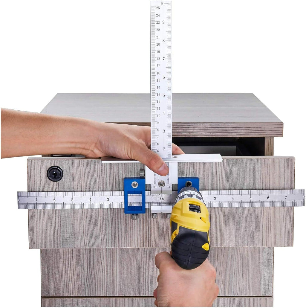 Cabinet Hardware Jig Aluminum Alloy Drill Guide Drawer Pull Drilling Templates Tool Pack of 2 V9833