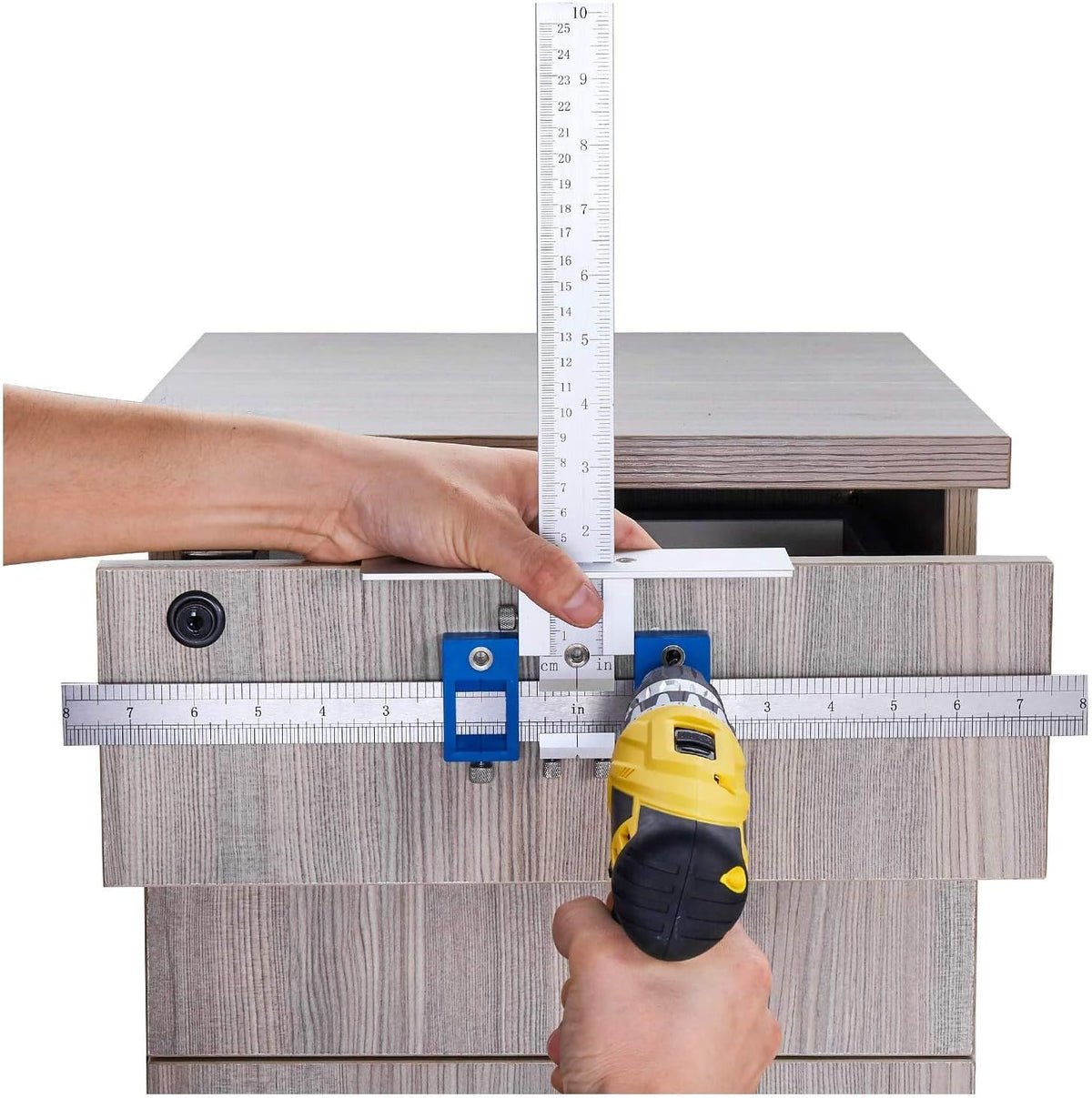 Cabinet Hardware Jig Aluminum Alloy Drill Guide Drawer Pull Drilling Templates Tool Pack of 2 V9833