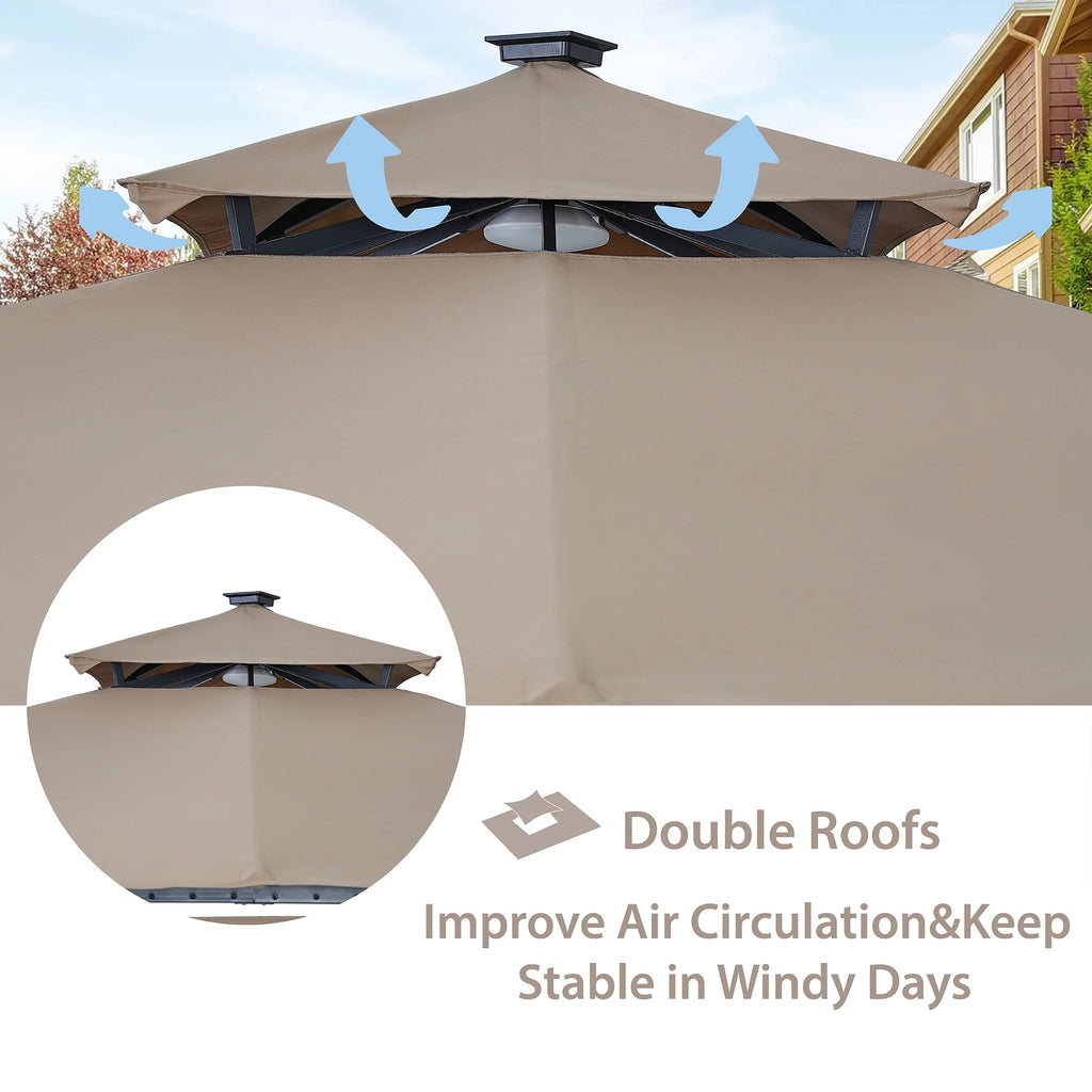 9.8ft. x 9.8ft. Outdoor Patio Gazebo with LED Light, Brown J91082