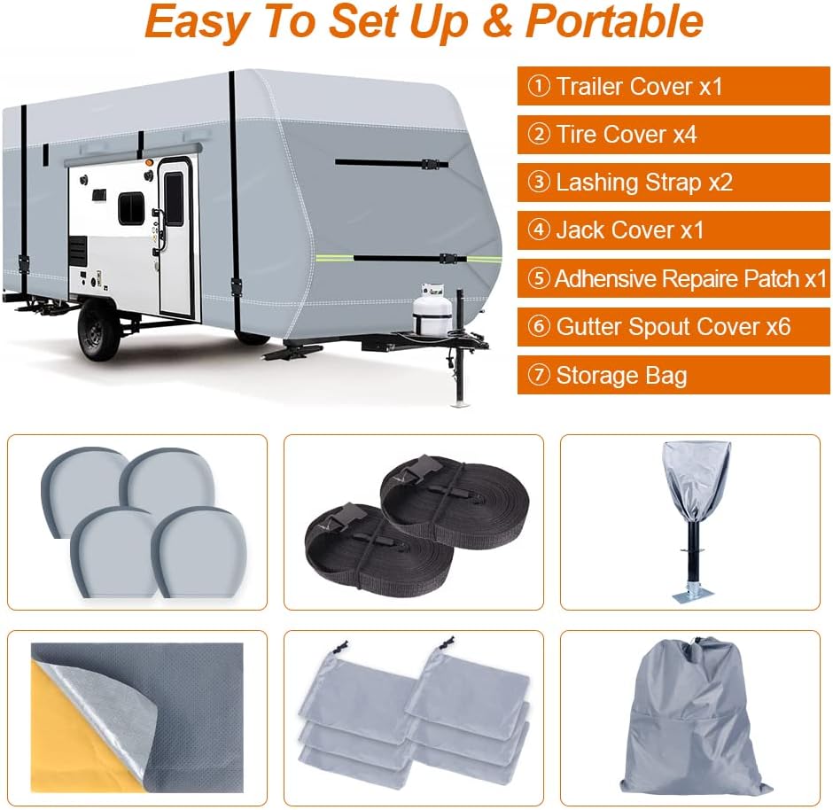 600D Waterproof Oxford Travel Trailer RV Cover 28'7''-31'6'' with Tire Cover Z971835