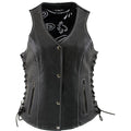 Black Leather Vest with Side Lace Adjustment E817731