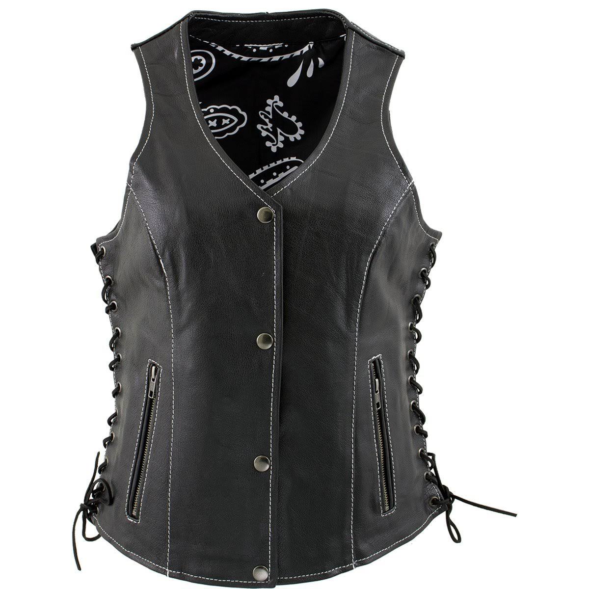 Black Leather Vest with Side Lace Adjustment E817731