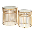 Round Marble Top Accent Table with Metal Base Gold - Set of 2 E515