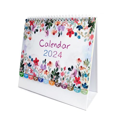 Desk Calendar, 12 Months, 8" x 6", Pink-Floral N153
