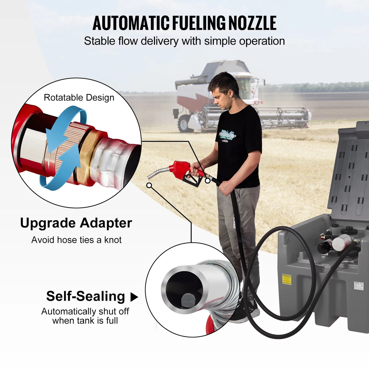 58 Gallon 10 GPM Diesel Fuel Tank with 12V Electric Transfer Pump and 13.1ft Rubber Hose I684902