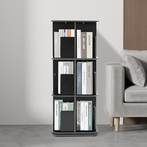 Black 3 Tier Rotating Bookcase V24717