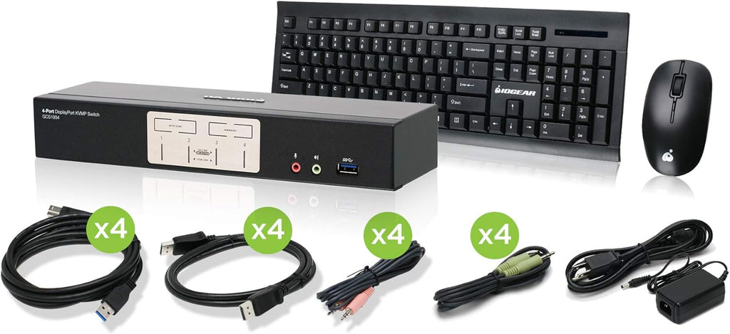 4-Port 4K DisplayPort KVMP Switch with Dual Video Out S26435