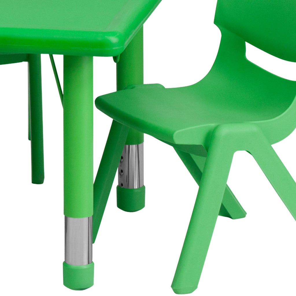 Green Plastic Height Adjustable Activity Table Set with 4 Chairs X92962