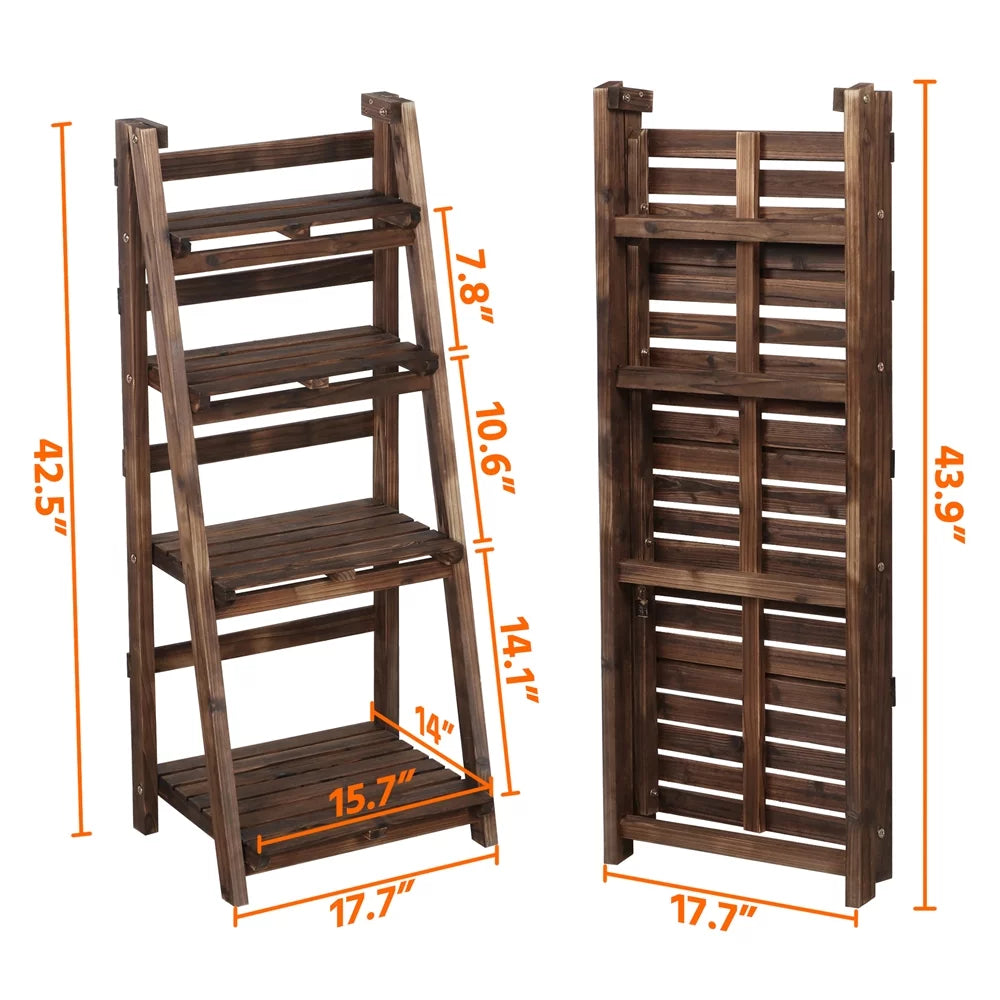 4 Tier Foldable Wooden Plant Stand U1270