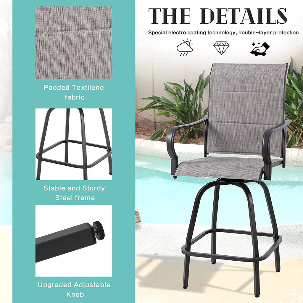 4 Pieces Gray Sling Outdoor Swivel Bar Stools V421262