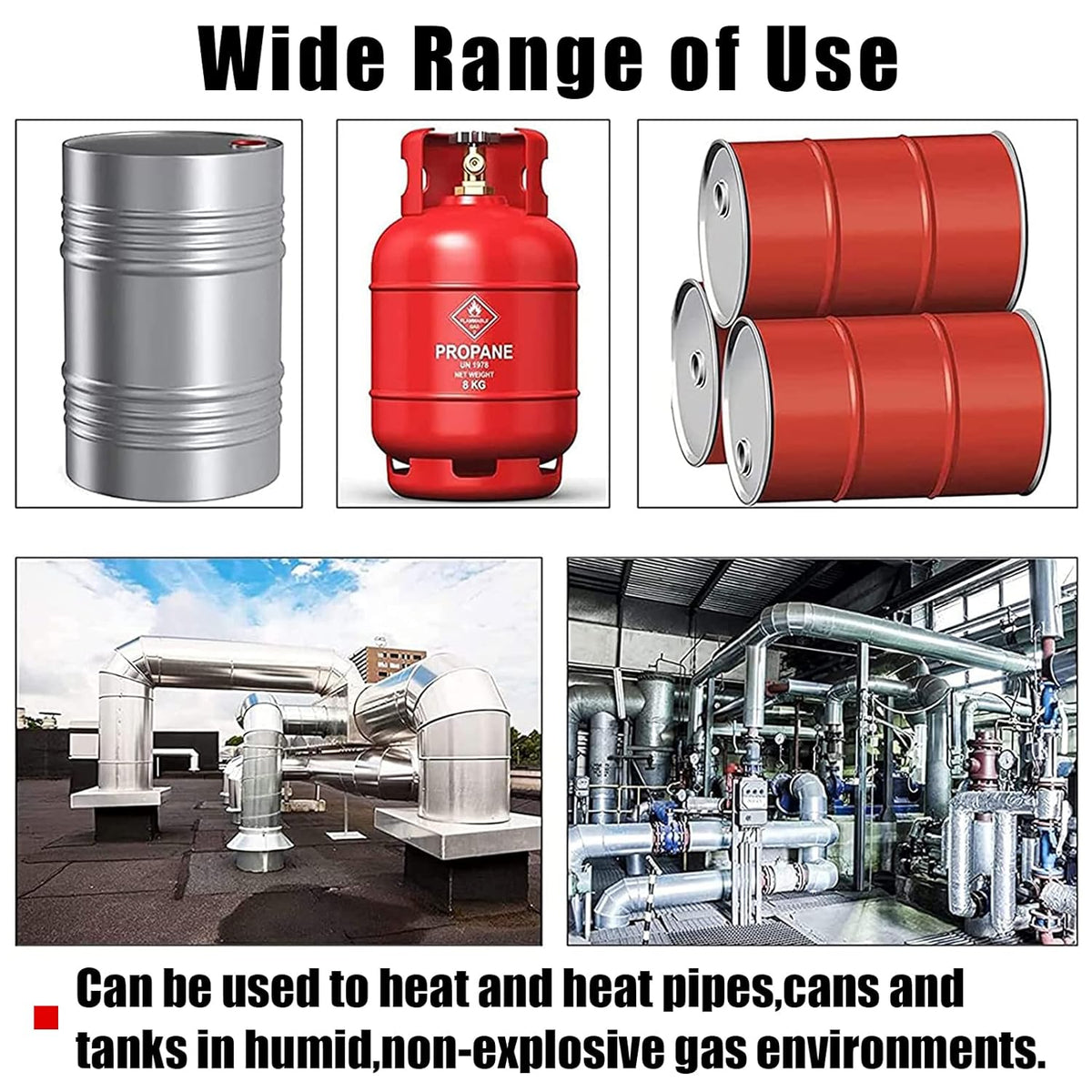 55-Gallon Silicone Metal Drum Heat Pad Band Warmer Kit 120V 150℃ 5x70in Pack of 2 S250