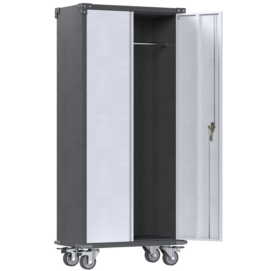 Metal Rolling Storage Cabinet with Hanging Rod P6633