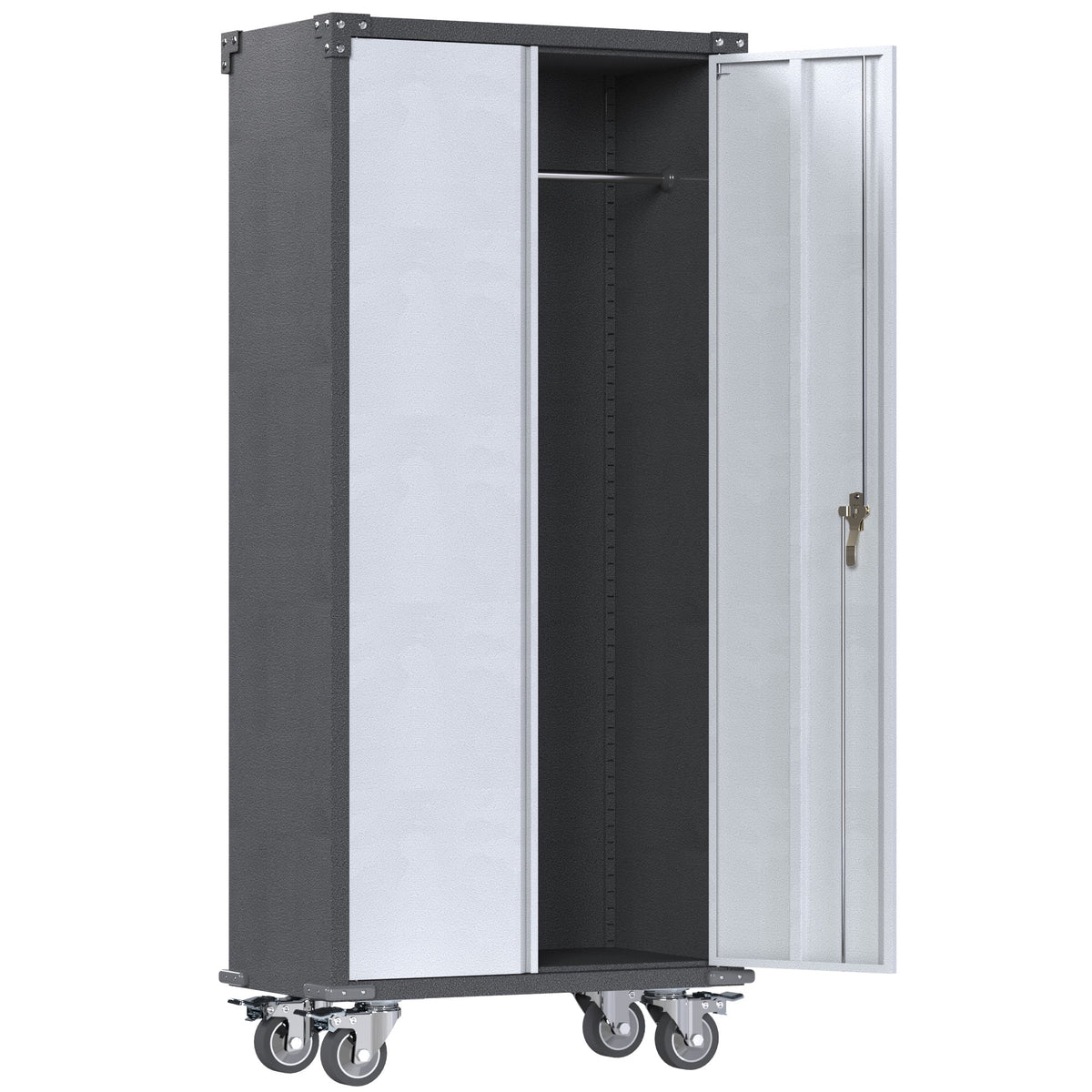 Metal Rolling Storage Cabinet with Hanging Rod P6633