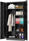 72" Metal Wardrobe Closet with Lock and Adjustable Shelves Q831291