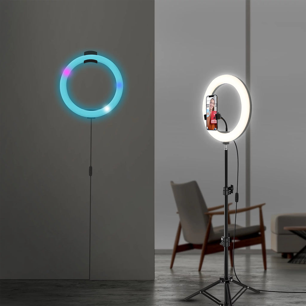 LED Ring Lamp and Vlogging Light Kit with Tripod Stand D3340