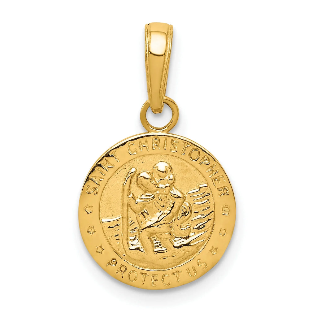 14K Yellow Gold Saint Christopher Medal Pendant Charm L37447