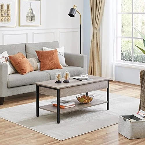 Industrial Lift Top Coffee Table 47.5x24x20 Inches Gray Q2429