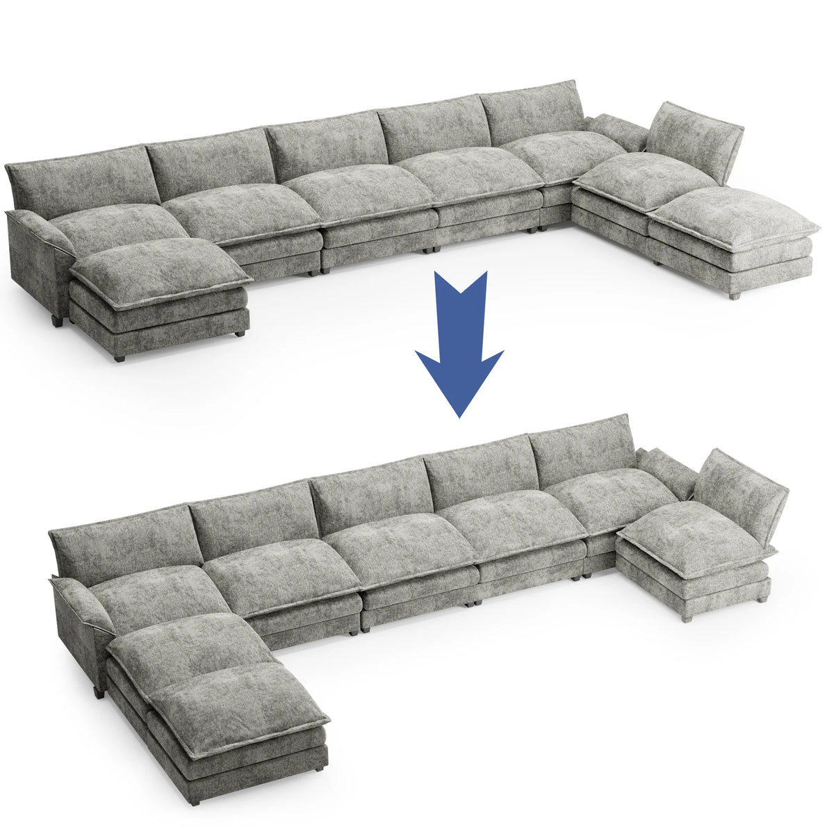 Oversized Modular Sectional Sofa with Ottomans K54558