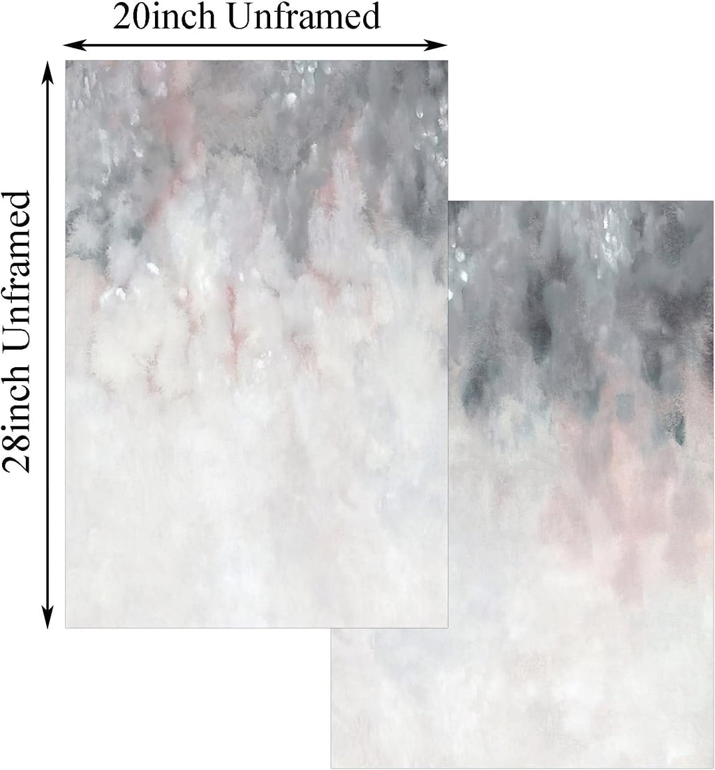 Abstract Gray White Pink Canvas Painting 16x24inchx2 No Frame A476069