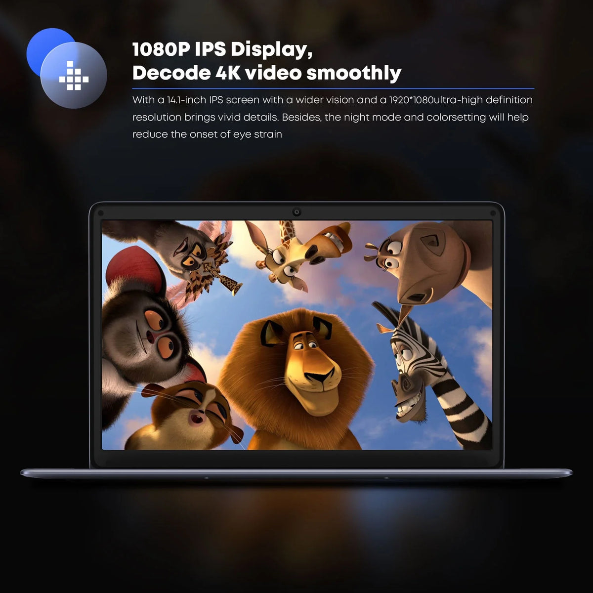 14.1" Laptop 256GB SSD 8G RAM Windows 11 Intel Quad Core IPS Screen Q8556