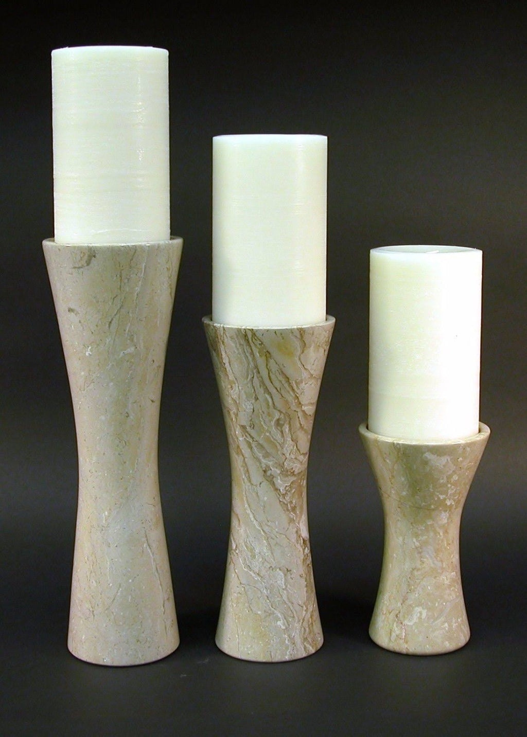 Sahara Beige Marble Candle Holder Set B93475
