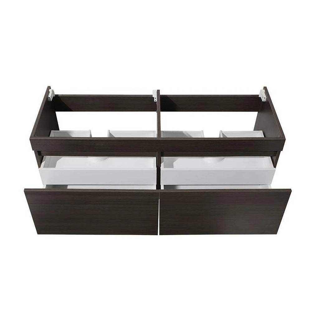 60" Wall Hung Double Sinks Wood Bathroom Cabinet in Gray Oak L590