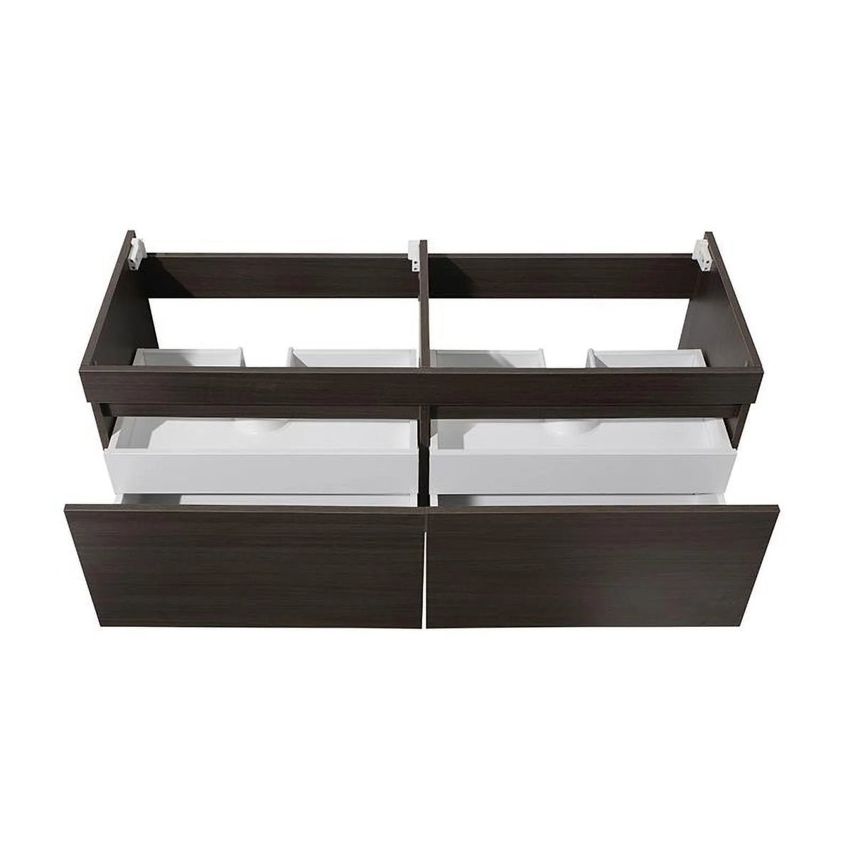 60" Wall Hung Double Sinks Wood Bathroom Cabinet in Gray Oak L590