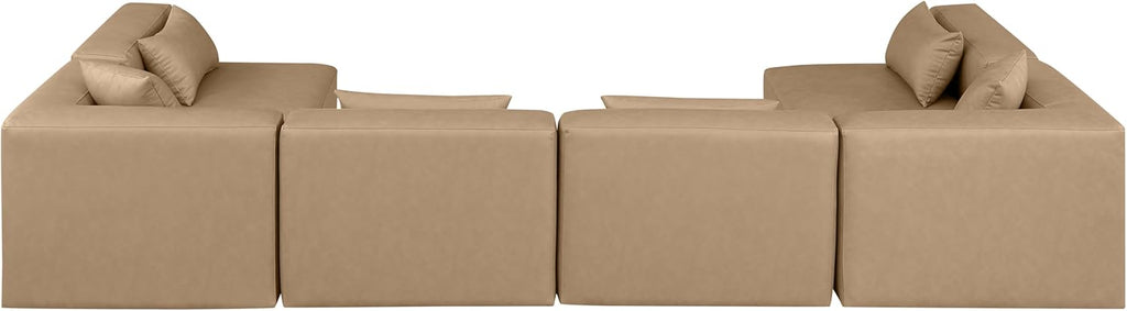 Tan Vegan Leather Modular Sectional E766