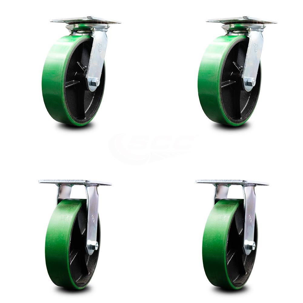 Pack of 2 Swivel Caster with 8 x 2 Green Wheel T13777