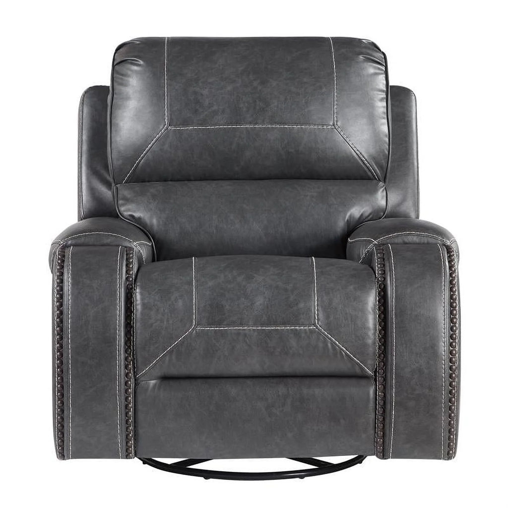 Gray Faux Leather Manual Reclining 3-Piece Motion Set D339