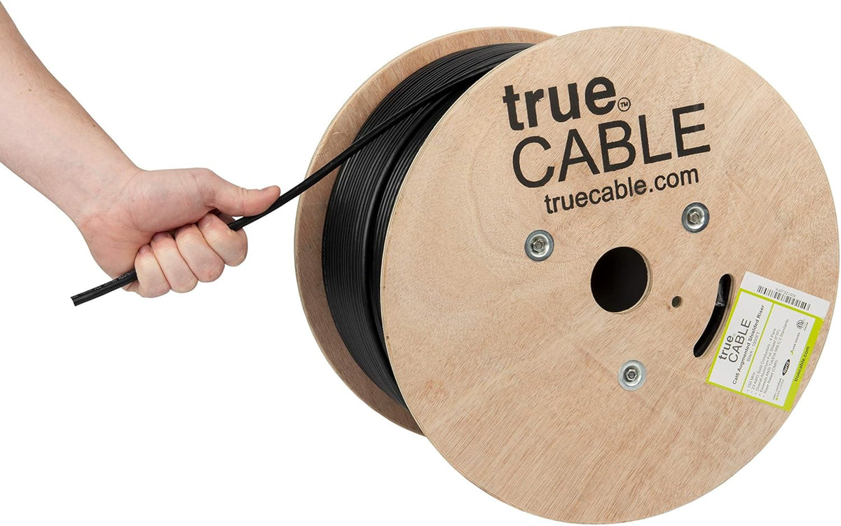 Cat6A Shielded Riser 1000ft Purple 23AWG Solid Bare Copper Ethernet Cable A83179