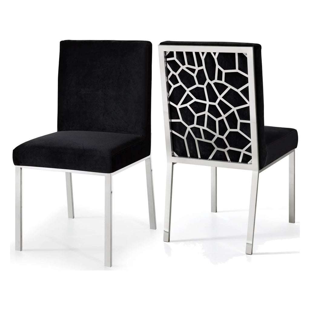 Black Velvet Dining Chair Set of 2 I435