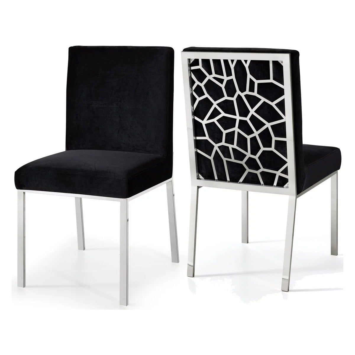 Black Velvet Dining Chair Set of 2 I435