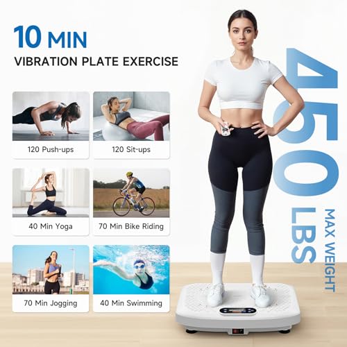 Vibration Plate Exercise Machine with 199 Adjustable Speeds, 450 Lbs Capacity Y2510