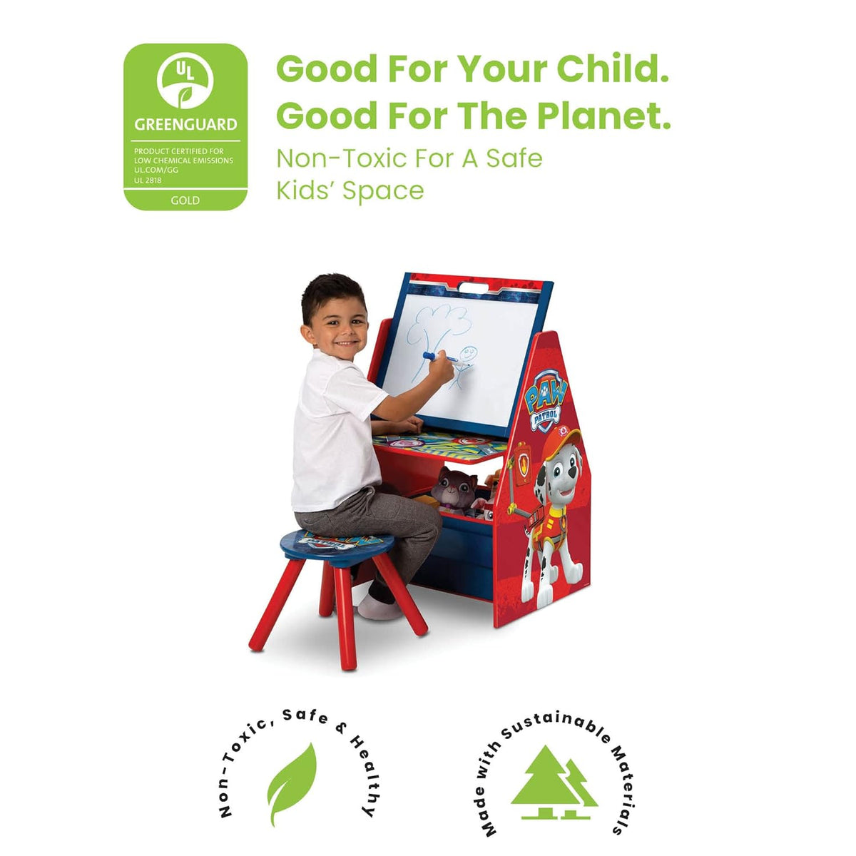 Kids Table and Chair Set with Storage, 2 Chairs Included U503001