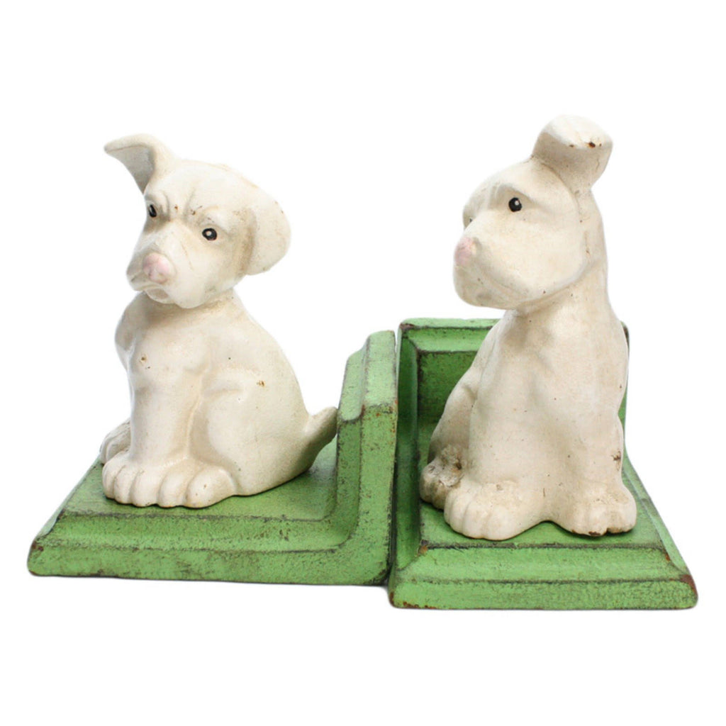 Cast Iron White Puppy Bookends C84589