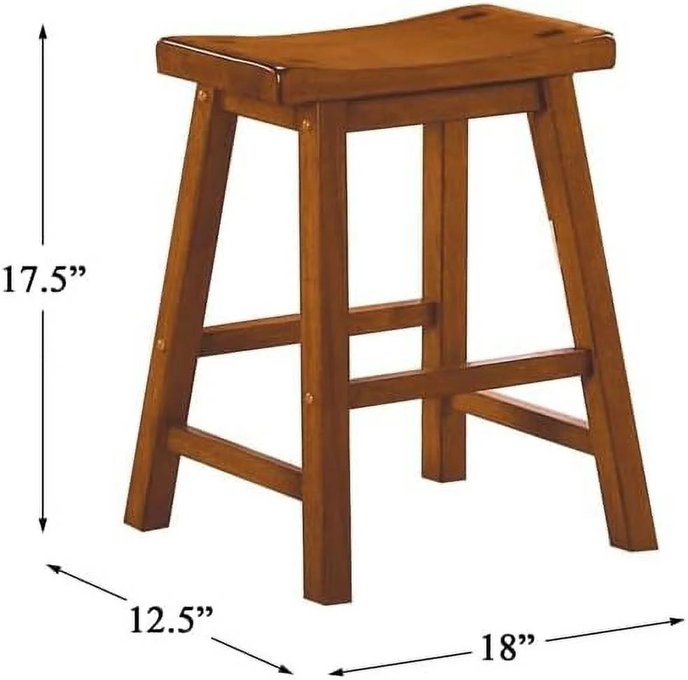 29" Solid Wood Saddle Stools Set of 2 Oak Brown J91683